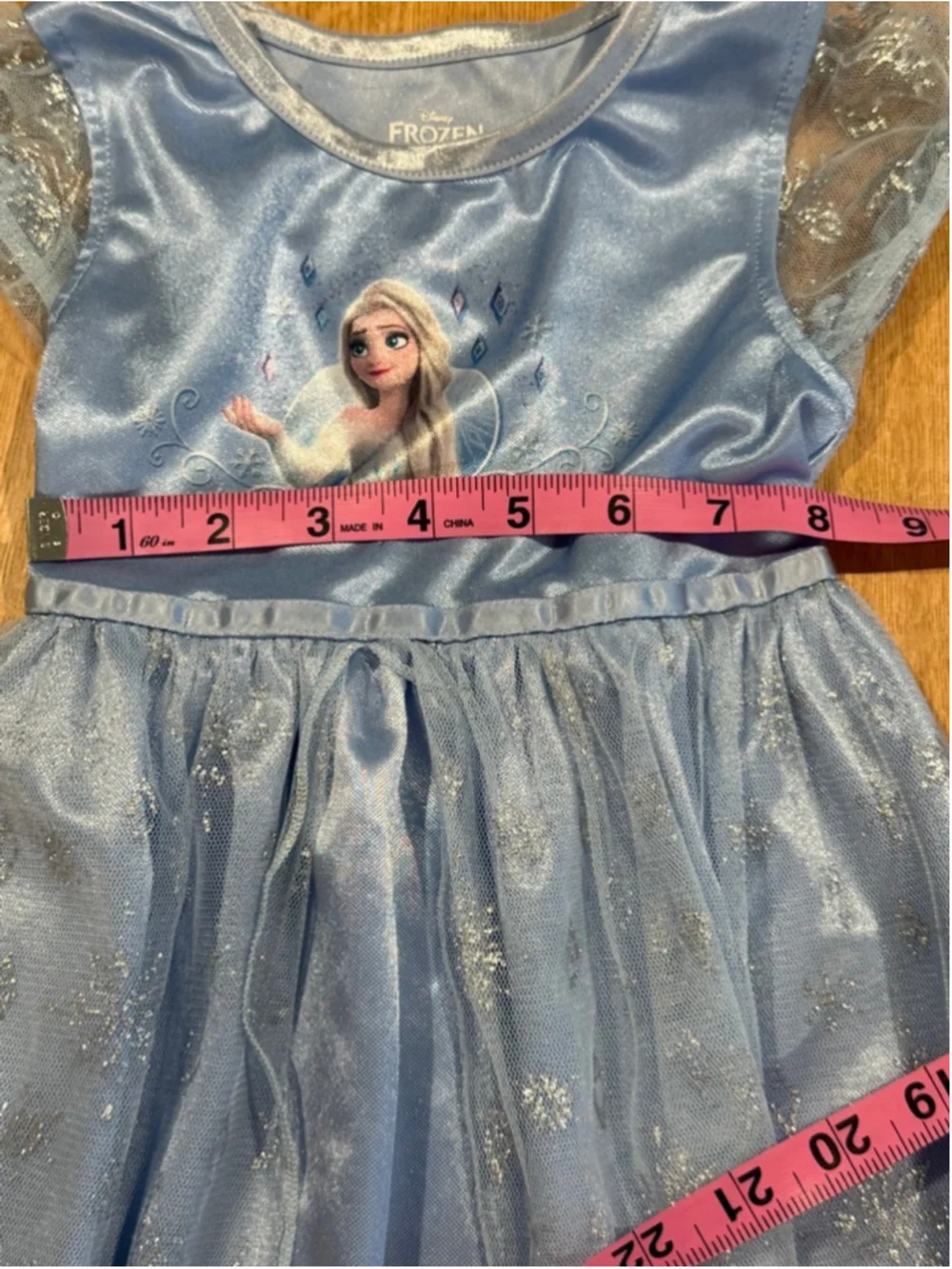 Girls Disney Frozen Elsa Costume Dress Blue Silver One Size - Picture 4 of 7